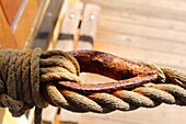  With the sailing ship on the North Sea, close-up 