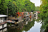 houseboats on the Eilbek canal, Hamburg, Germany, Europe