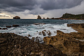  Pointe des Chateaux, rocks in the sea, sunrise, Pointes des colibris, Guadeloupe, French Antilles, France, Europe 