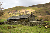  Traditionelle Steinscheune Martindale Valley, Nationalpark Lake District, Cumbria, England, Großbritannien 