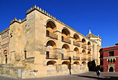 Symmetrical pattern of balconies in the historic Great Mosque Mezquita complex of buildings, Cordoba, Spain