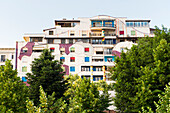 Colourful building on Mustafa Matohiti Street where the Prime Minister lives, Tirana, Albania, Southeastern Europe