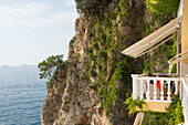 Liro Hotel backed by the cliff, Vlore, seaside resort on the Adriatic Sea, Albania, Southeastern Europe