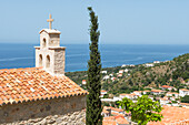 St. Athanassios Church at Dhermi, village of the Ionian Coast leaning against the Ceraunian Mountains, Albania, Southeastern Europe