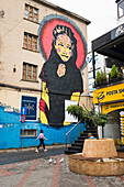 Mural  "Kathmandu Girl" by Stinkfish, Ymer Kurti street, Tirana, Albania, Southeastern Europe