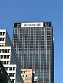  Allianz-Gebäude, Außenansicht von unten, Avenue of the Americas, New York City, New York, USA 