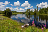 Vaesterdalaelven, Fluss, Boot, Juli, Dalarna, Schweden