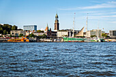 Skyline von Hamburg, Elbe, Hafen Hamburg, Hamburg, Norddeutschland, Deutschland