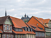 Blick zum Schloss Wernigerode, Wernigerode, Harz, Sachsen-Anhalt, Mitteldeutschland, Deutschland, Europa