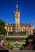 UNESCO Welterbe "Residenzensemble Schwerin", Blick vom Schlossgarten auf das Schloss Schwerin, Mecklenburg-Vorpommern, Deutschland, Europa