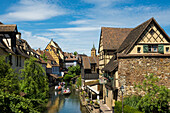  Picturesque colorful half-timbered houses, La Petite Venise, Colmar, Alsace, Bas-Rhin, France 