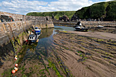 Blick auf einen alten Hafen bei Ebbe, East Lothian, Schottland, Vereinigtes Königreich