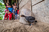 Family in their hut, Little Treasure, La Taña, Northern Transversal Strip, Quiché Department, Guatemala