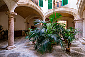 Palace courtyard of San Pere i San Bernat hospital, Palma, Mallorca, Balearic Islands, Spain