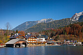 Blick auf Königssee, Nationalpark Berchtesgaden, Bayern, Deutschland