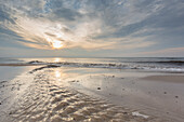  Sunset on the west beach, Western Pomerania Lagoon Area National Park, Mecklenburg-Western Pomerania, Germany 