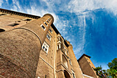 Rundturm und Mauern am Herzogspalast Palazzo Ducale, Urbino, Pesaro, Marken, Italien, Europa