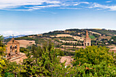 View of the Montefeltro hills. Panoramic point.Old Town, Urbino, Marche, Italy, Europe