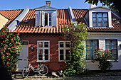 Typische kleine Reihenhäuser, Mollestien Lane, Zentrum von Aarhus, Halbinsel Jütland, Dänemark, Nordeuropa