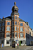 remarkable building at the corner of Hans Broges Gade and Odensgade streets, Aarhus, Jutland Peninsula, Denmark, Northern Europe