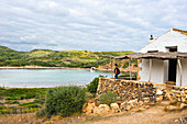 shelter house on the edge of the Cami de Cavalls (hiking trail GR 223) beside the Cala Rambles, s'Albufera des Grau Natural Park, Menorca, Balearic Islands, Spain, Europe