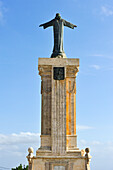 statue of Christ at the top of Monte Toro, the tallest hill of Menorca, Balearic Islands, Spain, Europe