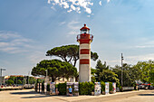  The old red lighthouse Phare Rouge at the harbor in La Rochelle, France, Europe 