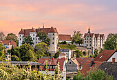 Aussicht über die Altstadt mit Burg, Nossen, Landkreis Meissen, Erzgebirge, bei Dresden, Sachsen, Deutschland