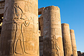 Relief im Tempel von Kom Ombo, den Göttern Sobek und Haroeris gewidmet, bei Assuan, Ägypten, Nordostafrika