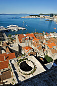 view over the city with, in the forground, the former dome of the Vestibule of Diocletian's Palace, Split, Croatia, Southeast Europe