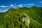  summer, aerial view, mountains, forest, church, mountain church, Bavaria, Germany, Europe 