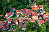  mountain, forest, valley, village, Questenberg, South Harz, Harz, Saxony-Anhalt, Germany, Europe 