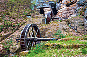  Mill wheel, mill, Middle Ages, Heers, Heerswald, Halberstadt, Harz, Saxony-Anhalt, Germany, Europe 