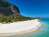  Aerial view of lagoon and beach at Paradis Beachcomber Golf Resort 