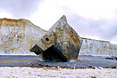  Bunker Vertical (Bunker tombé) near Sainte-Marguerite-sur-Mer, on the Alabaster Coast (Côte d&#39;Albâtre, Cote d&#39;Albatre) in the Seine-Maritime department in the Normandy region of France 