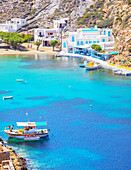 Heronissos fishing village, high angle view, Heronissos, Sifnos Island, Cyclades Islands, Greece