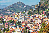 View of Taormina town, Taormina, Sicily, Italy