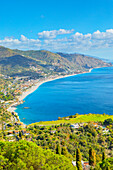 View of the Ionian coast, Taormina, Sicily, Italy