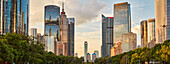 Modern high-rise buildings around the Huacheng Square. Zhujiang New Town, Tianhe District, Guangzhou, Guangdong Province, China.