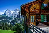  Alpenhaus in Mürren, view of Eiger and Mönch, Bernese Oberland, Switzerland 