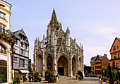 Kirche Saint-Maclou und Place Barthélémy (Barthelemy) in Rouen im Département Seine-Maritime in der Region Normandie in Frankreich