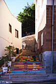  The port town of Valle Gran Rey on the Canary Island of Gomera in the midday sun. 