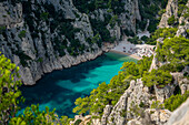  View from above of the Calanque d&#39;En-vau between Cassis and Marseille, Provence, France, Europe 