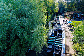  Maison des Hortillonnages (floating gardens) with boats for boat tours through the water labyrinth in Amiens in the Somme department in the Hauts-de-France region of France 