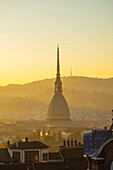 View from the Bell Tower of the Cathedral, on the Mole Antonelliana, Torino, Piemonte, Italy