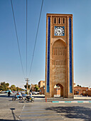 The Clock Tower in the Al-Saat Square (Clock Square), one of the oldest clock towers in Iran and the world. Yazd, Iran.