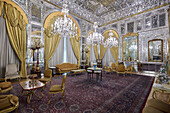 Interior view of the Mirror Hall (Talar e Aineh) in the Golestan Palace, UNESCO World Heritage Site. Tehran, Iran.