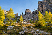  On the way to the Three Peaks in autumn, South Tyrol, Italy, Europe 