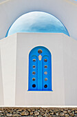 Orthodox church facade, Ano Meria village, Folegandros Island, Cyclades Islands, Greece