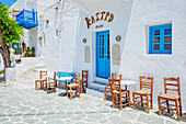 Outdoor cafe, Chora, Folegandros Island, Cyclades Islands, Greece